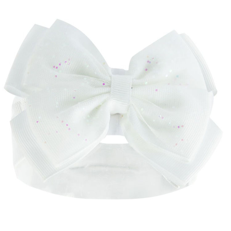 Picture of HB92 – F3127 - 6938 HEADBAND W/GLITTER BOW WHITE